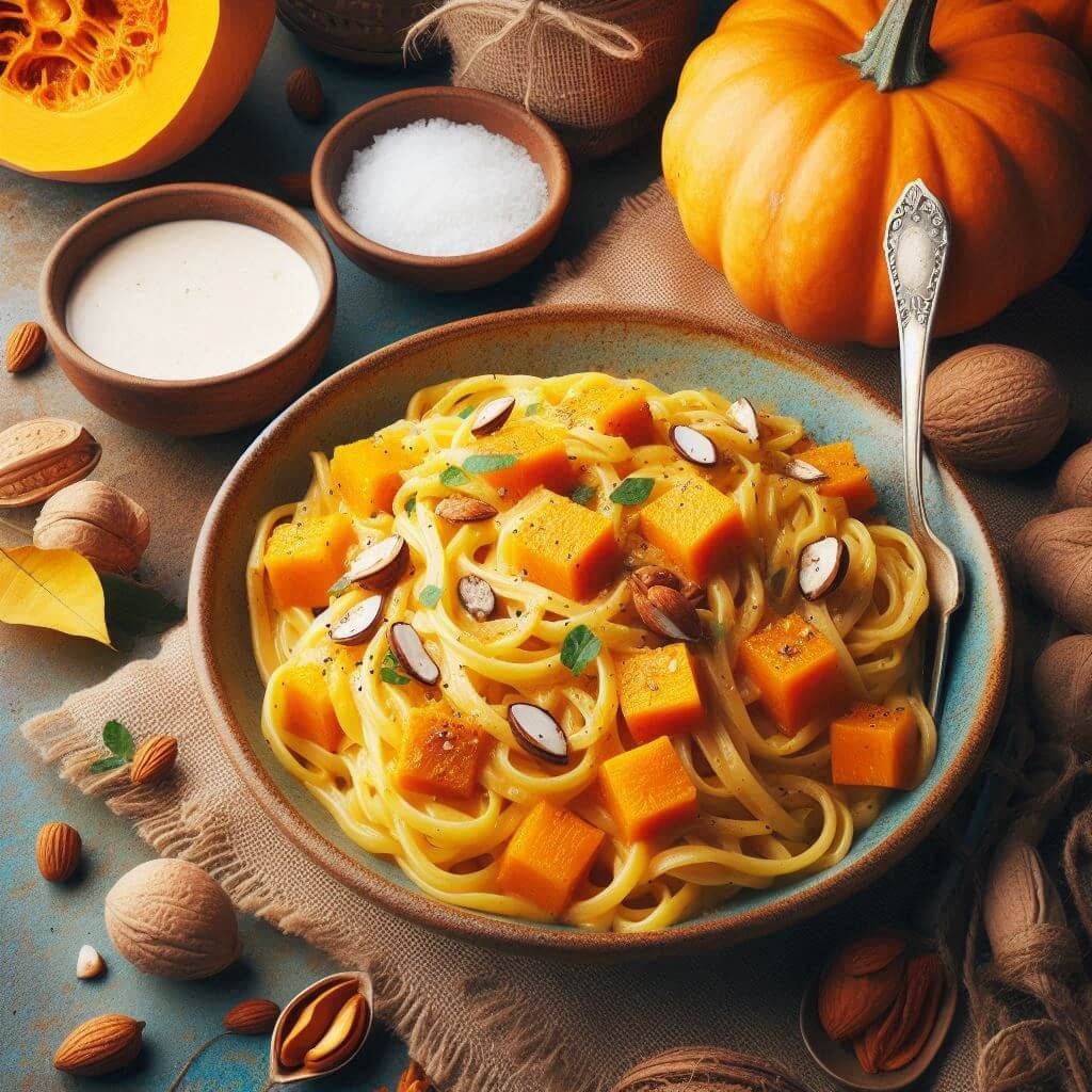 Macarrão Cremoso de Abóbora com Leite de Coco: Conforto Puro!