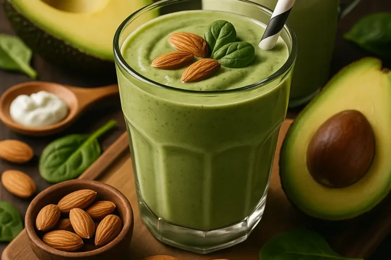 Creme Verde: Smoothie de Abacate, Espinafre e Leite de Amêndoas (Um Boost de Cremosidade e Nutrição!)