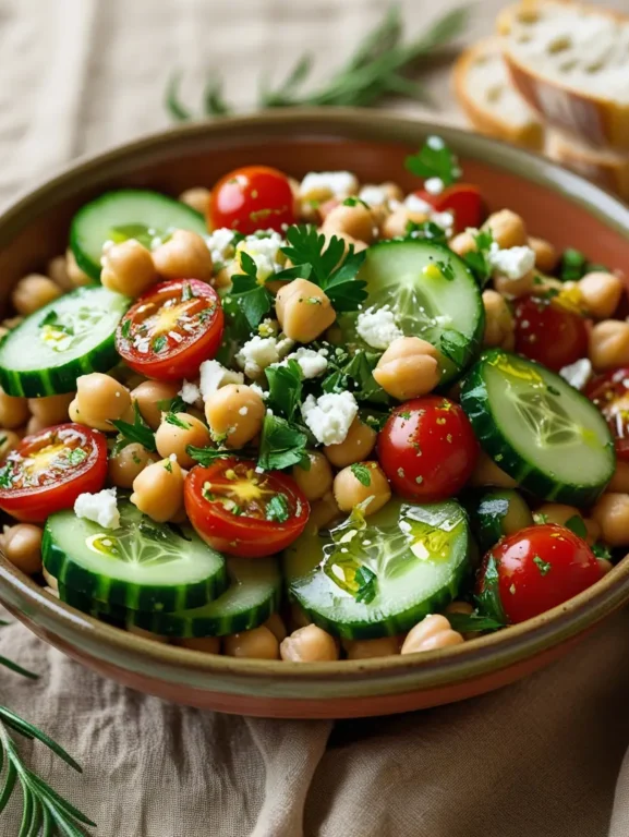 🥗 Salada Mediterrânea de Grão-de-Bico com Pepino e Tomate 🍅🌿