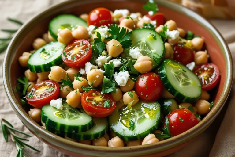 🥗 Salada Mediterrânea de Grão-de-Bico com Pepino e Tomate 🍅🌿