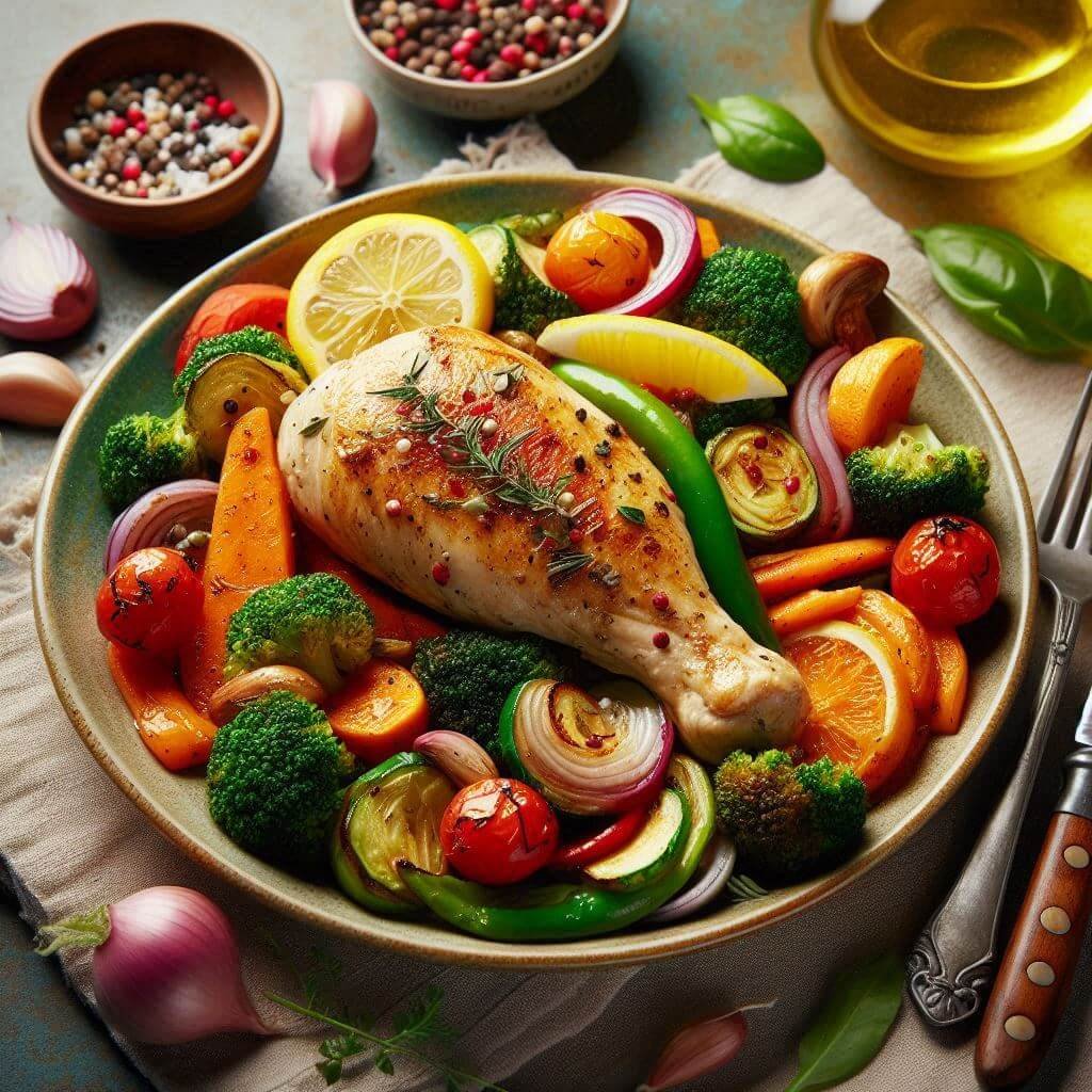 Leve e Saudável: Frango com Legumes Assados para uma Alimentação Nutritiva