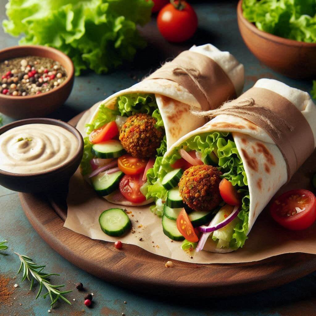 Falafel Wrap with Tahini Sauce and Fresh Salad: Perfect for a Light Lunch!