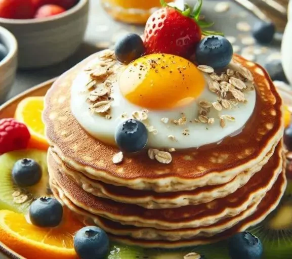 Panqueca de Aveia com Clara de Ovo e Frutas