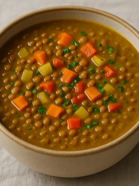 🥣 Sopa Cremosa de Lentilha com Legumes 🥕🍅