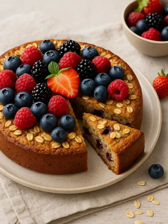 Torta de Aveia com Frutas Vermelhas: Uma Explosão de Sabor Saudável!