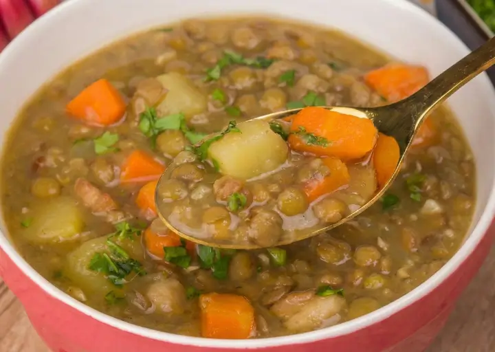 🥣 Sopa Cremosa de Lentilha com Legumes 🥕🍅
