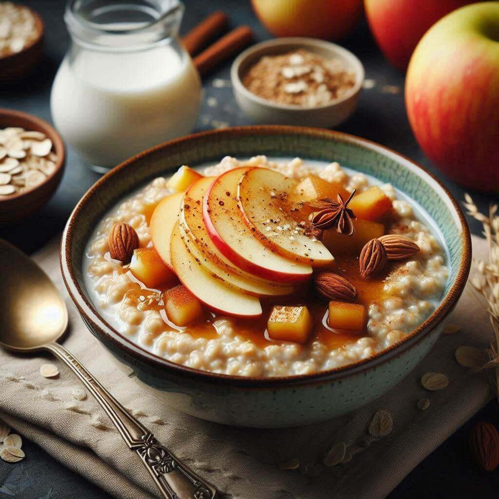Mingau de Aveia com Maçã Caramelizada e Leite de Coco: Um Despertar Nutritivo e Saboroso