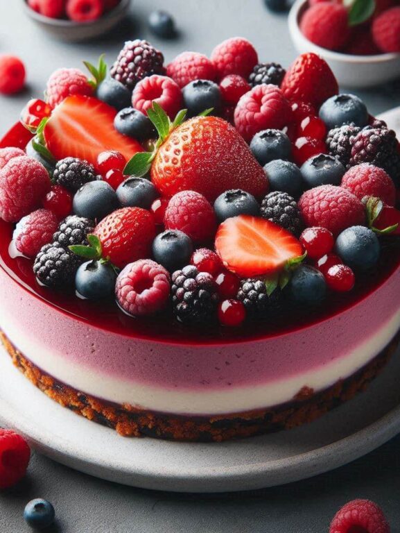 Cheesecake Fit de Frutas Vermelhas: uma sobremesa saudável, leve e deliciosa, perfeita para quem busca sabor sem sair da dieta. Experimente e surpreenda-se!