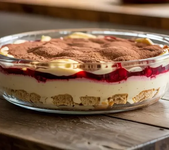 Pavê de Whey Protein com Frutas Vermelhas e Cacau