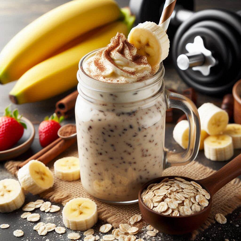 Shake de Proteína com Banana e Aveia Fit