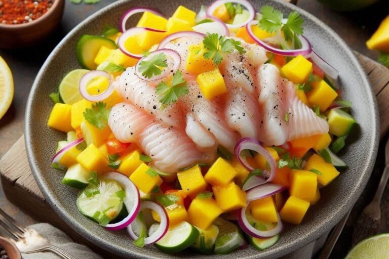 Ceviche de Tilápia com Manga e Gengibre