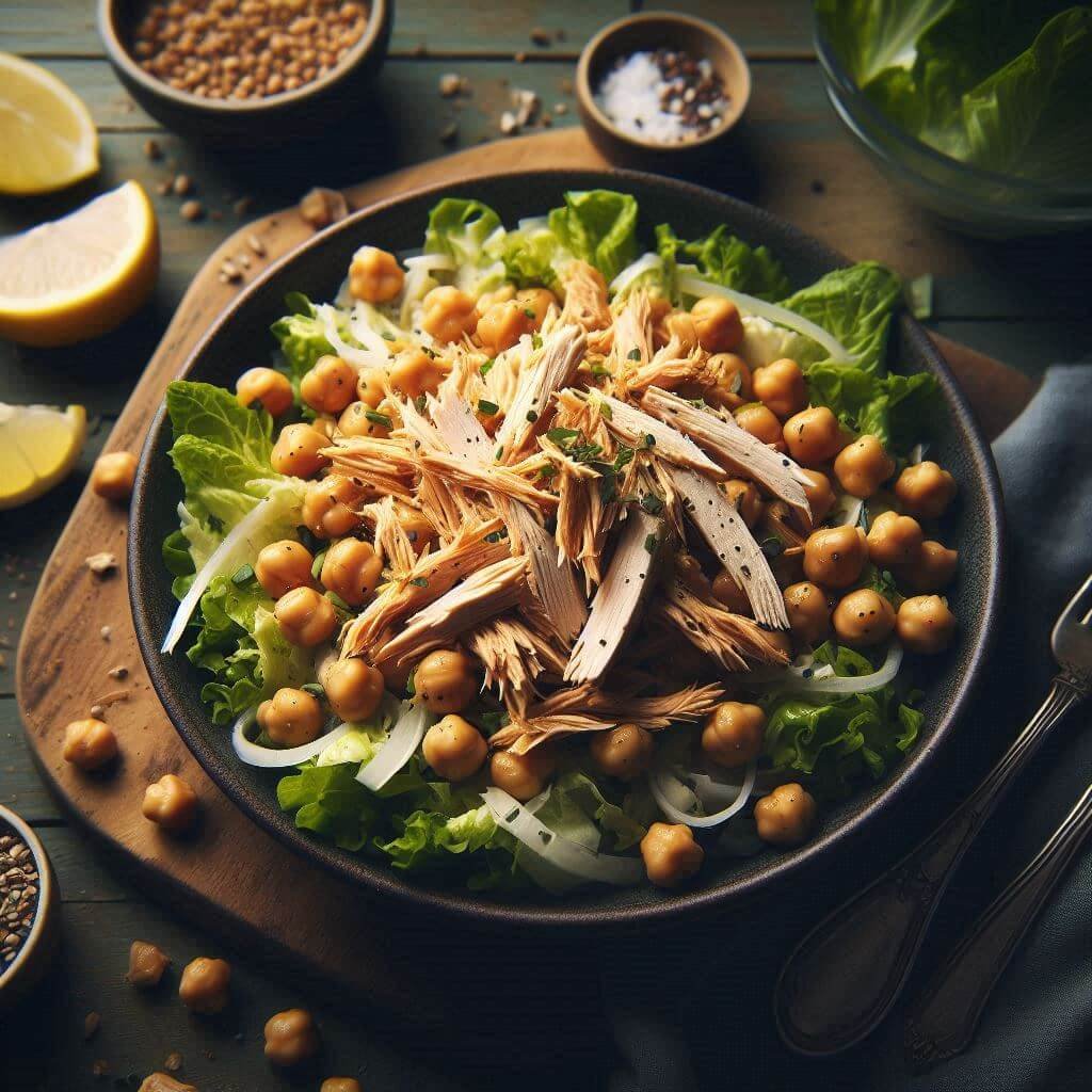 Chickpea Salad with Shredded Chicken