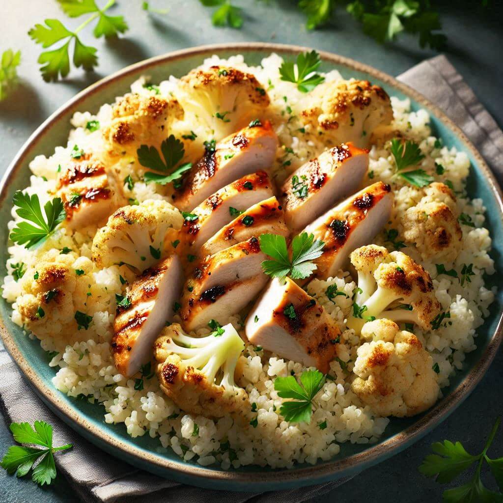 Arroz de Couve-Flor Low-Carb com Frango Grelhado: Sabor e Nutrição em Cada Garfada