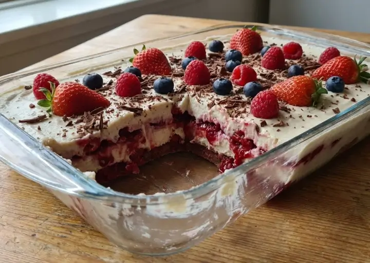 Pavê Natalino Fit com Creme de Castanhas e Frutas Vermelhas