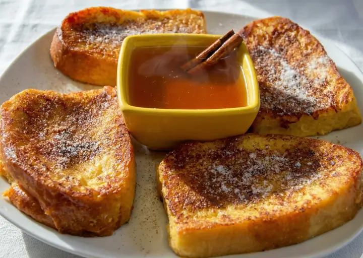 Rabanada Fit de Natal com Calda de Laranja e Canela