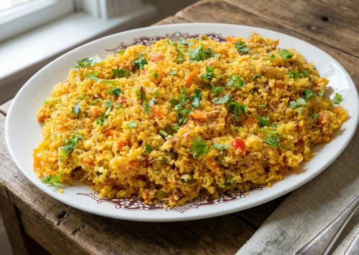 Cuscuz Nordestino com Frango Desfiado e Ervas Aromáticas