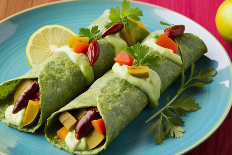 Wrap de Couve com Creme de Abacate e Legumes Crocantes