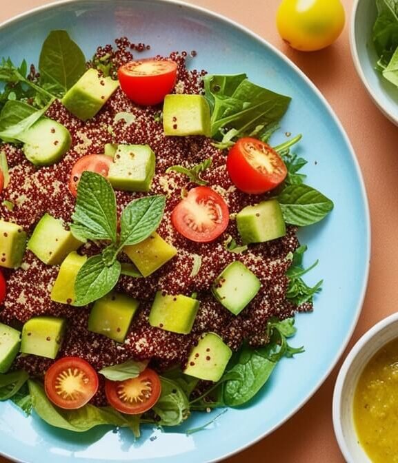 Salada Colorida de Quinoa com Molho de Limão e Ervas – Leve, Saudável e Saborosa
