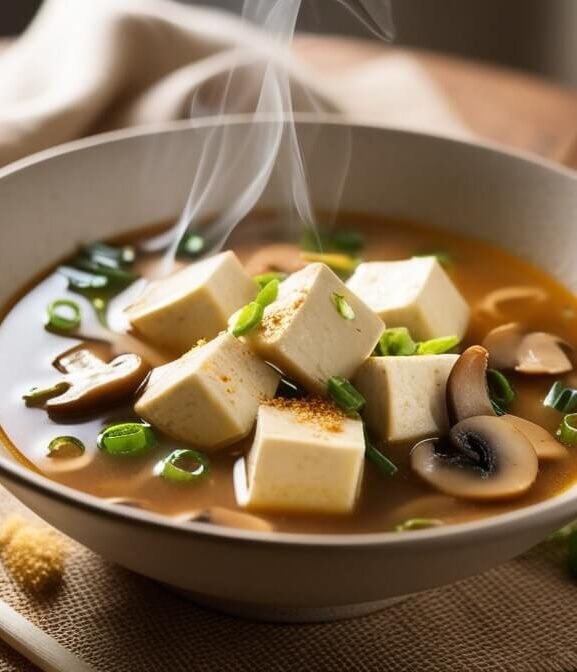 Sopa de Miso com Tofu e Cogumelos