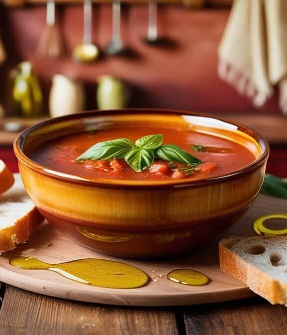 Sopa de Tomate Assado com Manjericão receita vegetariana