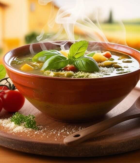 Sopa Minestrone com Pesto de Manjericão