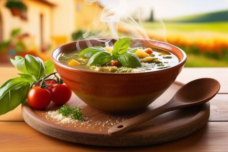 Sopa Minestrone com Pesto de Manjericão