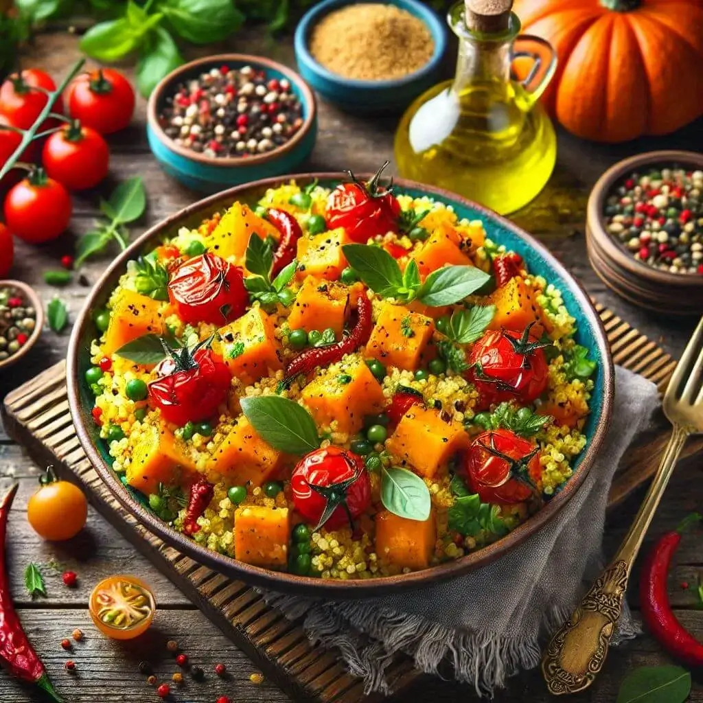 "Salada de Cuscuz com Abóbora: Sabor e Nutrição em Cada Garfada!"