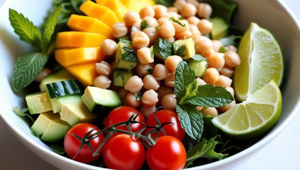 Salada de Cevadinha e Grão-de-Bico Tropical: Sabor e Saúde