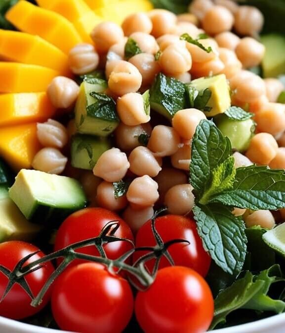 Salada de Cevadinha e Grão-de-Bico Tropical: Sabor e Saúde