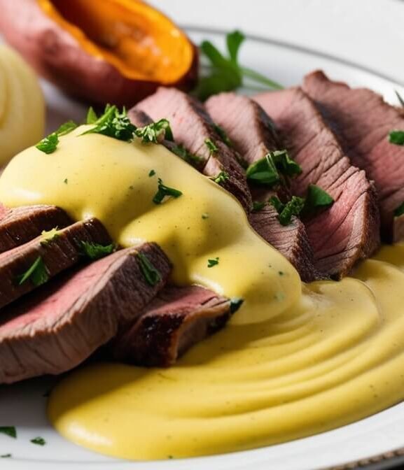 Bife de Coxão Mole com Molho de Mostarda