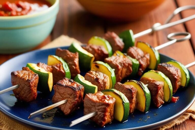 Espetinho de Carne com Abobrinha