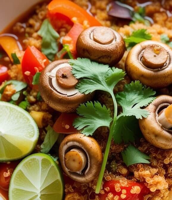 "Moqueca de Cogumelos e Quinoa: Sabor Brasileiro Saudável"