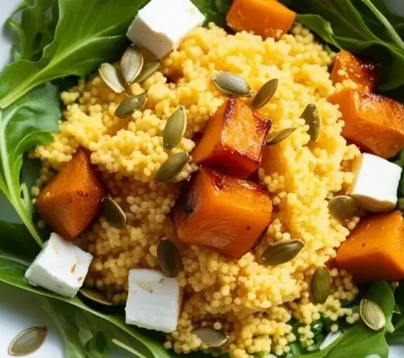 "Salada de Cuscuz com Abóbora: Sabor e Nutrição em Cada Garfada!"