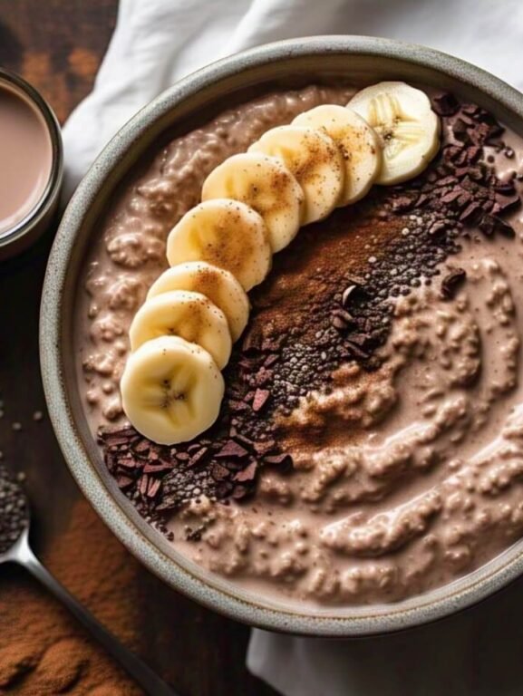 Aveia Cremosa Energizante com Cacau e Chia – Café da Manhã Saudável e Proteico