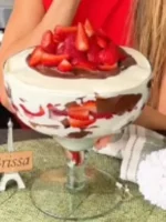 pavê saudável com bolacha champanhe caseira ❤️🍓🍫
