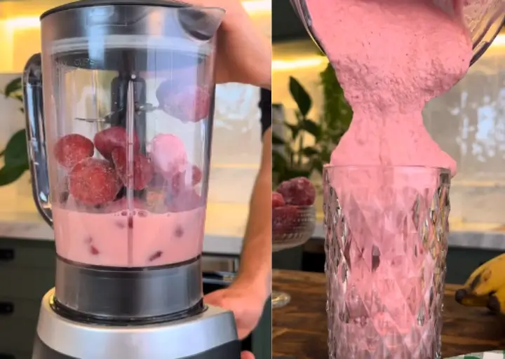 🍓🥤 Vitamina Proteica de Morango (3 Ingredientes • 3 Minutos)