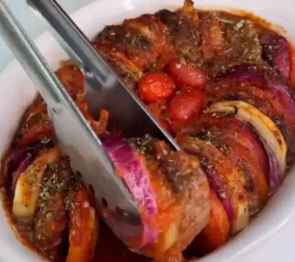 Torre de Batata com Mini Hambúrguer na Airfryer