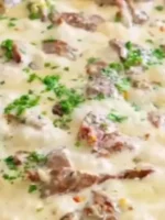 🧀 tiras de carne ao molho de queijos cremoso